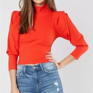 Free People-Size Large-Lala Cropped Top on Candy Red